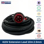 415V Rubber Extension Lead 10m 2.5mm 16amp - (10813) - Image 5