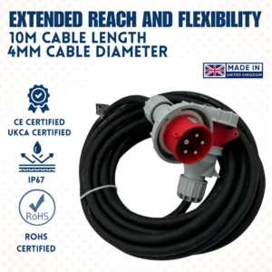 415V Rubber Extension Lead 10m 4mm 32amp – (10814)