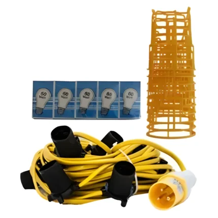 110V Festoon Lighting Kit 22m BC Fitting 16amp Plug - (10930B-BC)