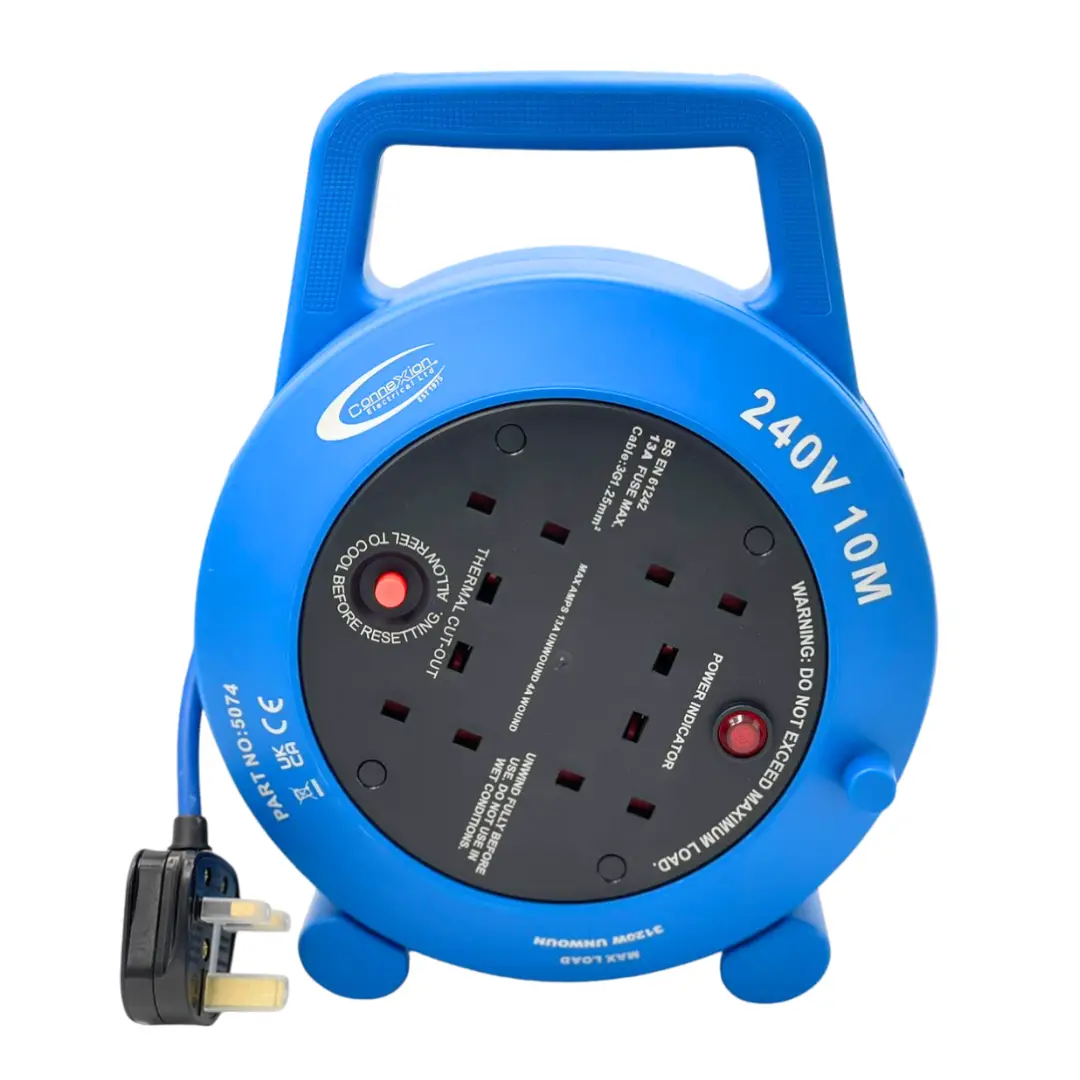 4-Way 10m Extension Reel 4x13A Sockets & Plug 4-Way 10m Extension Reel 4x13A Sockets & Plug - Image 1