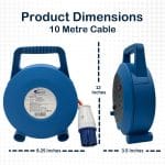 4 Way Caravan Extension Lead Reel 10m