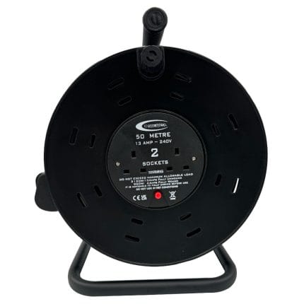 240V Cable Reel 50m 1.25mm 2x13amp Sockets and Plug - (8015)