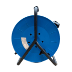 Cardboard packaging box for a 240V 16A cable reel, model H05VV-F 3G2.5mm² 50M, with product specifications printed on the front, isolated on a transparent background.