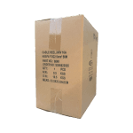 Cardboard packaging box for a 240V 16A cable reel, model H05VV-F 3G2.5mm² 50M, with product specifications printed on the front, isolated on a transparent background.