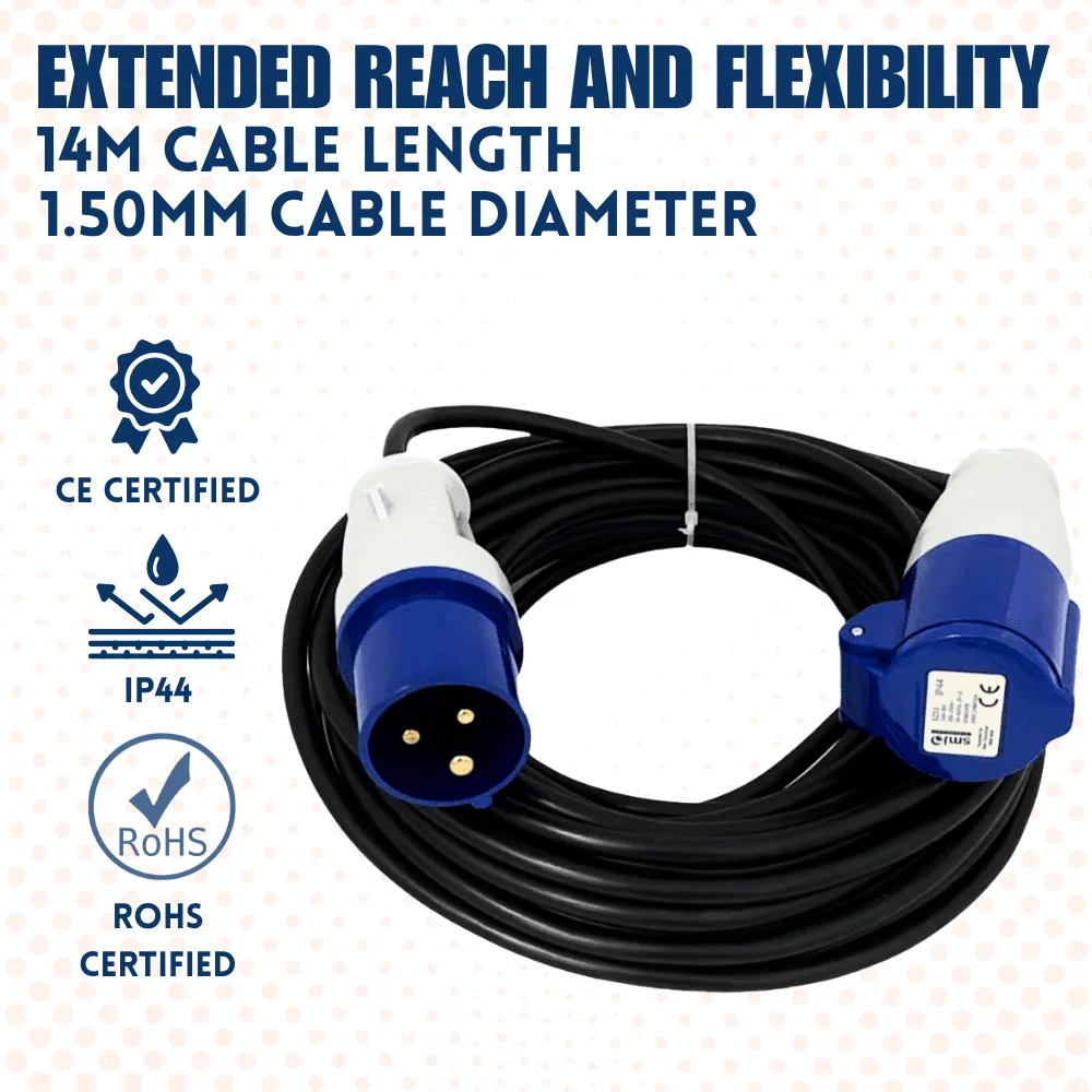 10805b (3) 240V Extension Lead 14m 1.5mm Cable 16amp IP44 - (10805b) - Image 1