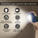 10W Rechargeable Magnetic LED Worklight & Camping Light
